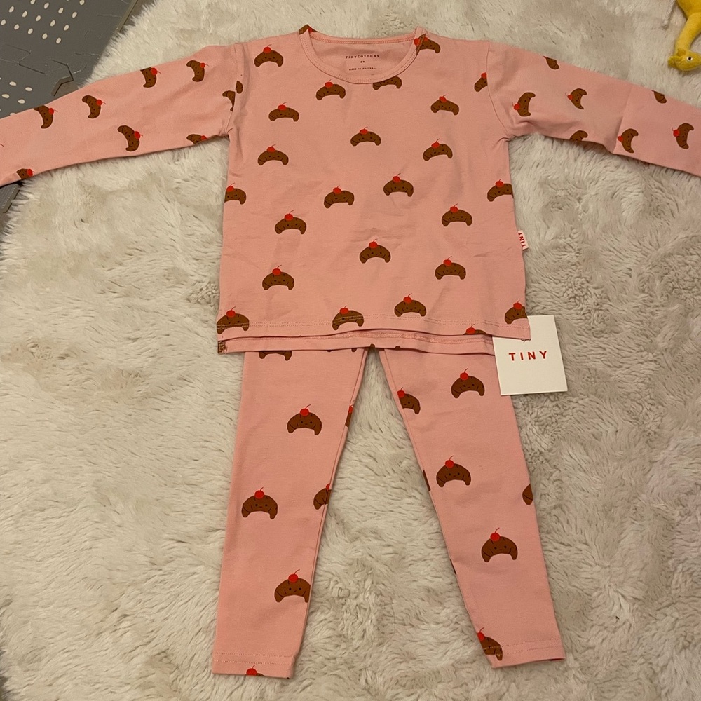 Tiny Cottons croissant set pink 2T BNWT
